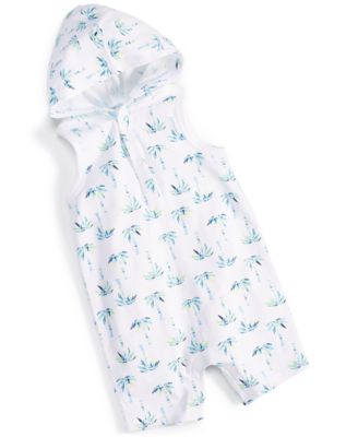 First Impressions - Baby Boys Tropical Palm Hooded Sunsuit