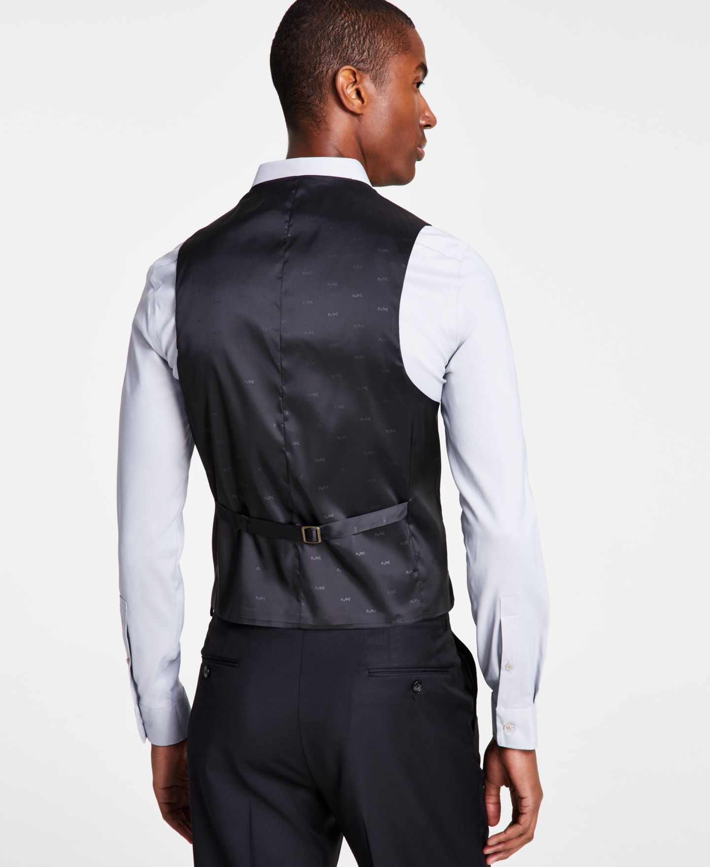 Мужской жилет Michael Kors Classic-Fit Wool-Blend Stretch Solid Suit Vest, цвет: Чёрный — фото 2