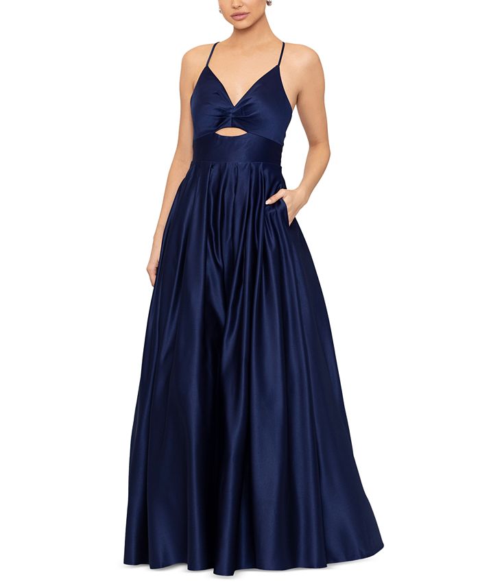 Blondie Nites - Juniors' Cutout Open-Back Ball Gown