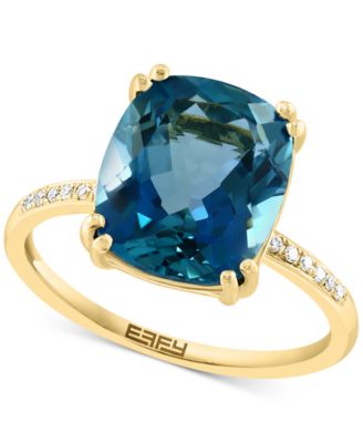 EFFY Collection - London Blue Topaz (6-1/10 ct. t.w.) & Diamond (1/20 ct. t.w.) Ring in 14k Gold