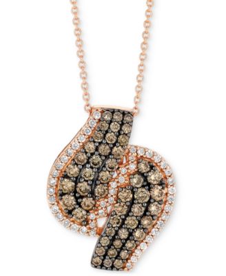 Le Vian - Chocolate Diamond (1-1/5 ct. t.w.) & Vanilla Diamond (1/3 ct. t.w.) Swirl 18" Pendant Necklace in 14k Rose Gold