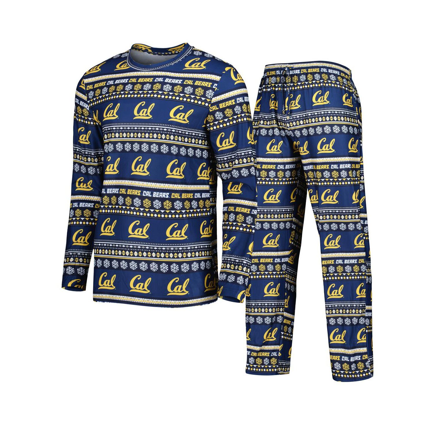 Men's Navy Cal Bears Swivel Long Sleeve T-shirt and Pants Sleep Set