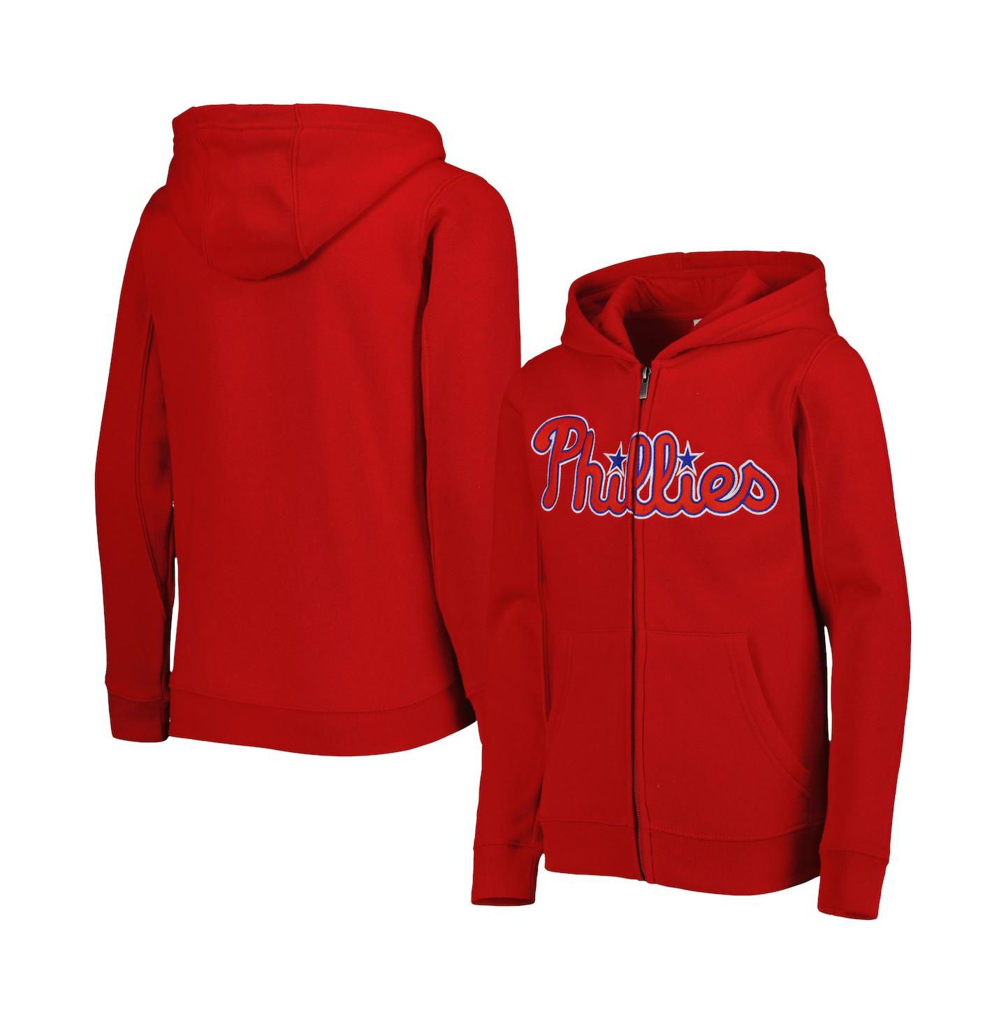 Худи Outerstuff Red Philadelphia Phillies Wordmark Full-Zip Fleece для мальчиков — фото 1