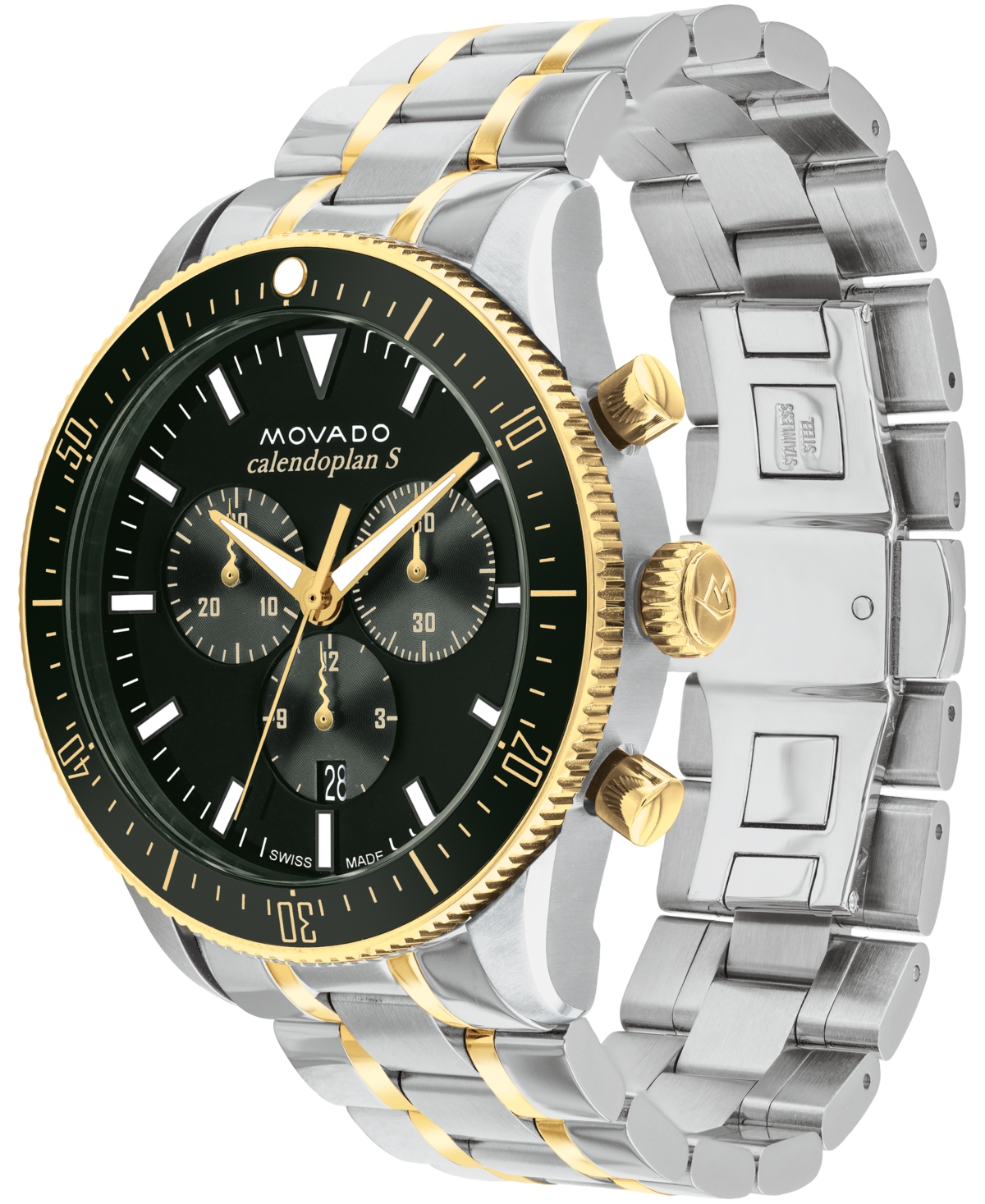 Shop Movado Men's Calendoplan S Swiss Quartz Chronograph Two Tone Stainless Steel Watch 42mm In Two-tone