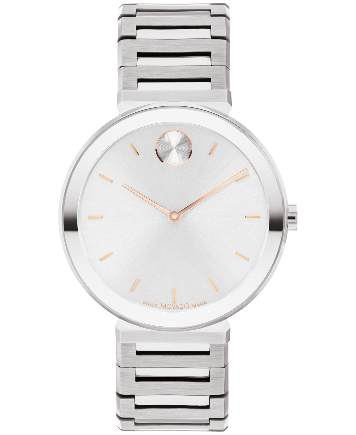 Movado Women's Bold Horizon Swiss Quartz Silver-tone Stainless Steel Watch 34mm In Gold Tone / Rose / Rose Gold Tone / Silver