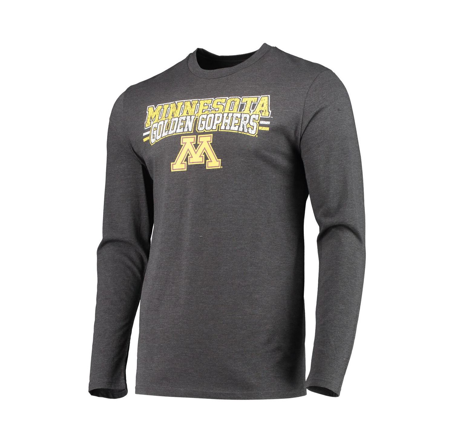 Men's Maroon, Heathered Charcoal Minnesota Golden Gophers Meter Long Sleeve T-shirt and Pants Sleep Set