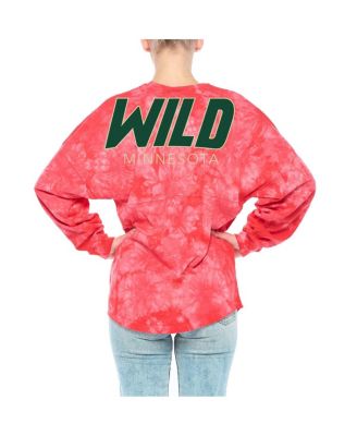 Women's Red Minnesota Wild Crystal-Dye Long Sleeve T-shirt