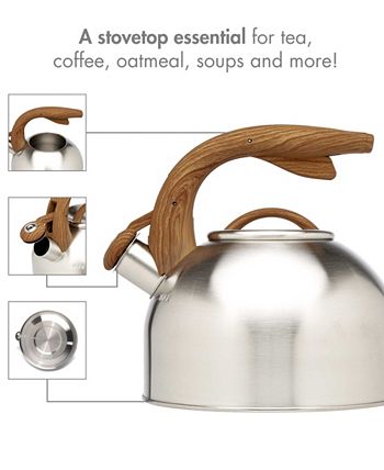 Stovetop Whistling Tea Kettle Stainless Steel 2 Liter Boil Water for Tea Soup Coffee Oatmeal