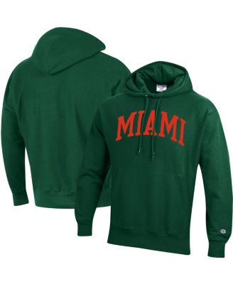 Men's Green Miami Hurricanes Team Arch Reverse Weave Pullover Hoodie