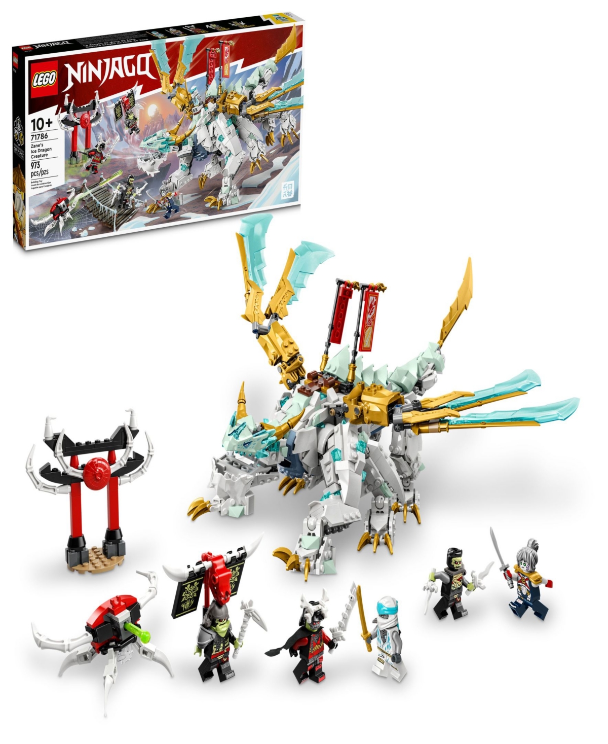 Lego Ninjago Zane's Ice Dragon Creature 71786 Building Toy Set With Zane, Pixal, Bone Knight, Bone Warrio In Multicolor