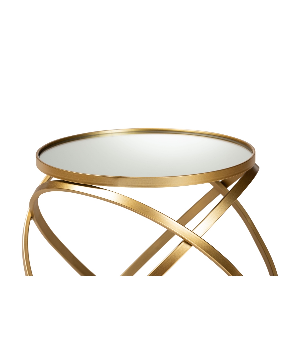 BAXTON STUDIO DESMA GLAM AND LUXE 20.3" FINISHED METAL AND MIRRORED GLASS END TABLE 