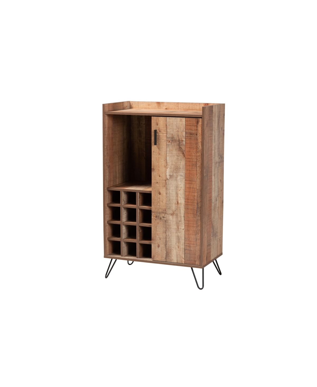 Baxton Studio Mathis Modern And Contemporary 46.25" Finished Wood And Finished Metal Wine Storage Cabinet In Brown,black