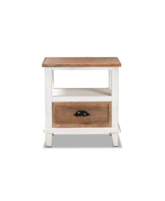 Glynn Rustic Farmhouse Weathered 20.3" Two-Tone and Finished Wood 1-Drawer Nightstand