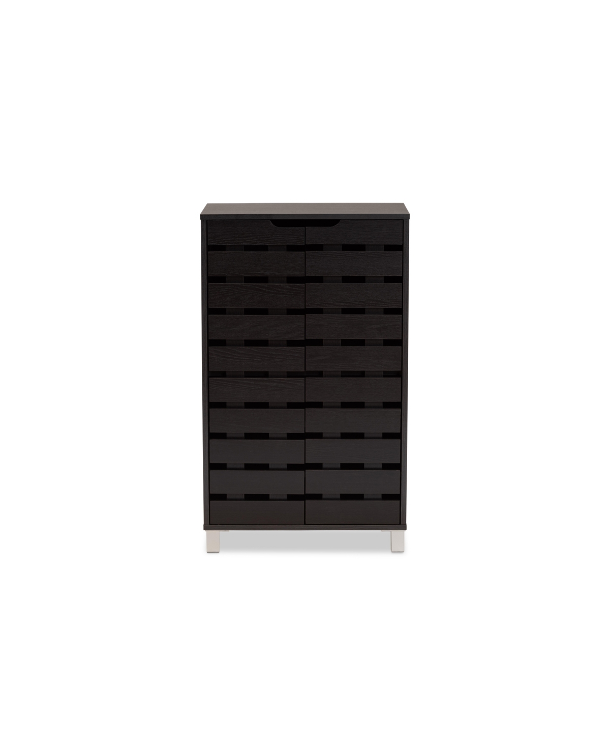 Baxton Studio Ernest Modern And Contemporary 38.4" Finished Wood 2-door Shoe Storage Cabinet In Dark Brown,gray