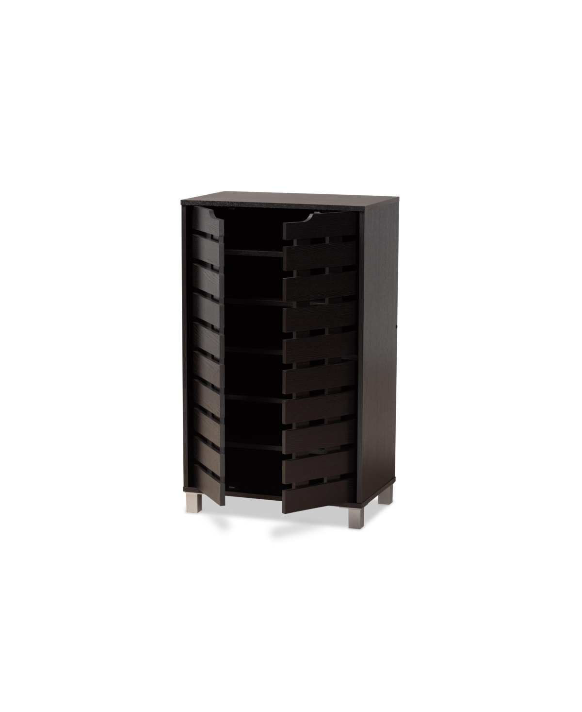 Shop Baxton Studio Ernest Modern And Contemporary 38.4" Finished Wood 2-door Shoe Storage Cabinet In Dark Brown,gray