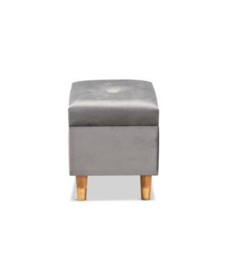 Elias Modern and Contemporary Velvet Fabric Upholstered and Finished Wood Storage Ottoman