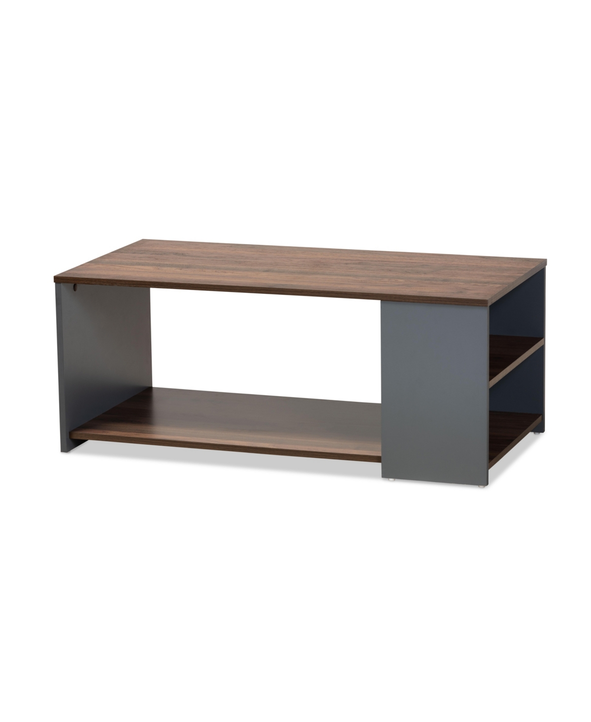 Baxton Studio Thornton Modern And Contemporary 39.4" Two-tone And Finished Wood Storage Coffee Table In Walnut Brown,gray