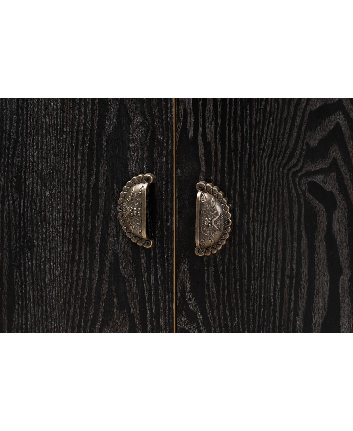 Baxton Studio Denali Modern And Contemporary 41.7" Two-tone And Finished Wood And Metal Storage Cabinet In Black,walnut