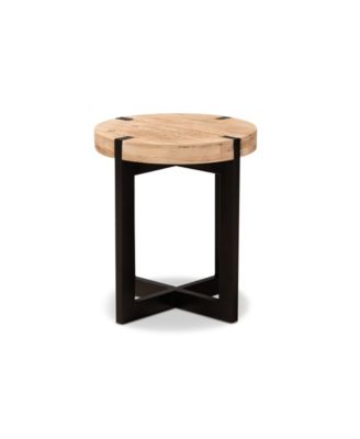 Horace Rustic and Industrial 15.7" Finished Wood and Finished Metal End Table