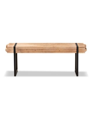 Henson Rustic and Industrial 47.2" Natural Finished Wood and Finished Metal Bench
