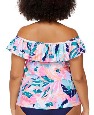 Trendy Plus Size Miami Nights Tortuga Tankini Top