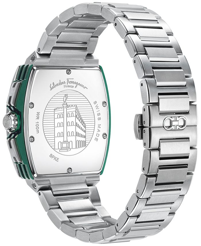 Ferragamo Salvatore Men #39 s Swiss Chronograph F 80 Tonneau Stainless