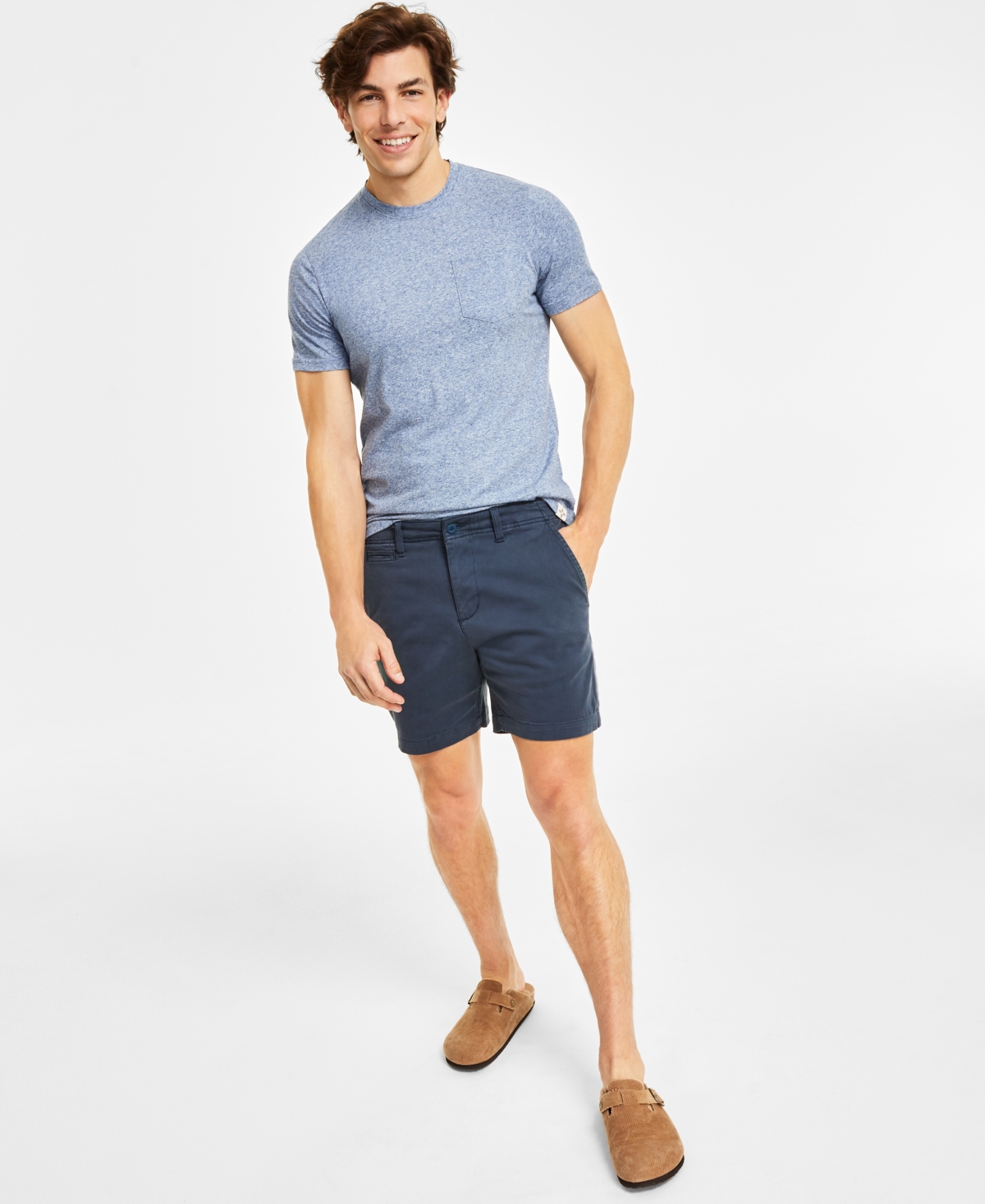 Sun + Stone Men's Colin Flat Front 7" Chino Shorts, Created For Macy's In Fin