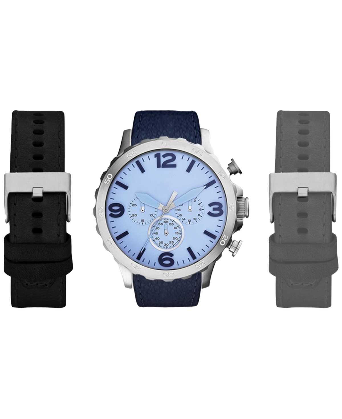 American Exchange Men's Chronograph Interchangeable Strap Watch 50mm Gift Set In Blue