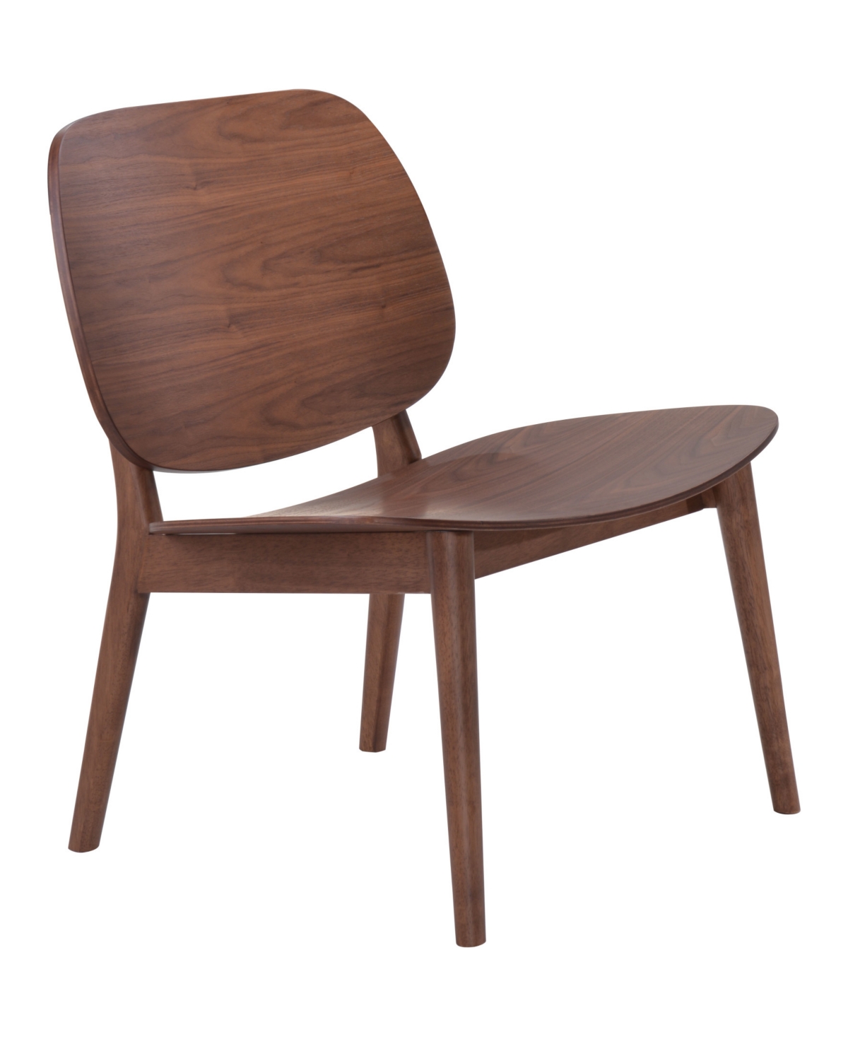 Shop Zuo 29" Wood Priest Mid-century Modern Lounge Chair In Walnut