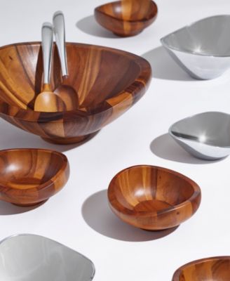 Nambe Butterfly 3 piece Wood Salad Set with Servers