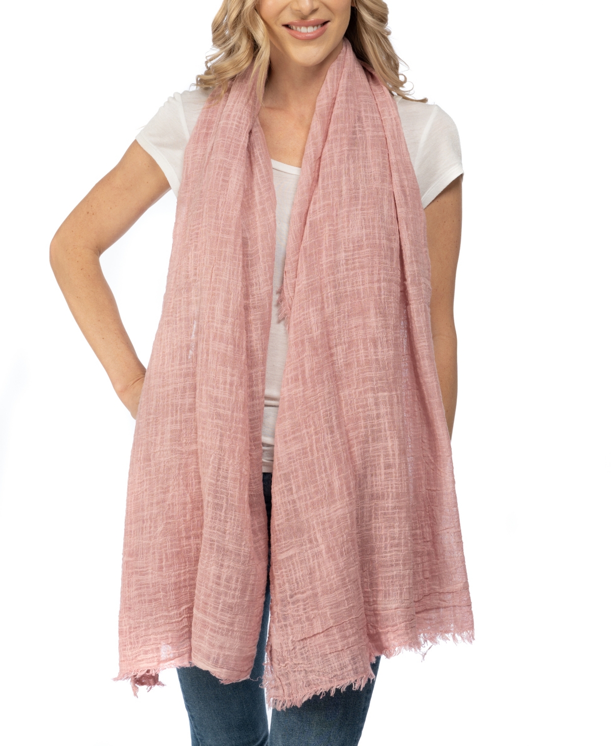 Vince Camuto Washed Fabric Solid Wrap Scarf In Blush