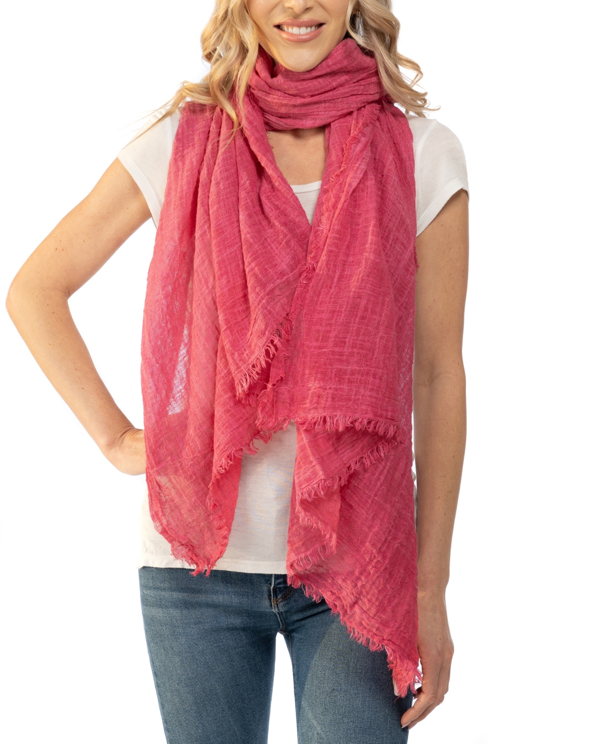 Washed Fabric Solid Wrap Scarf - Sangria