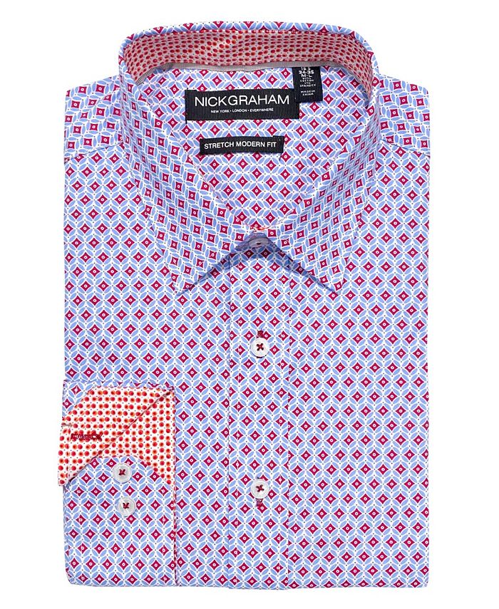 Nick Graham Men s Modern Fit Dot Diamond Dress Shirt Macy s