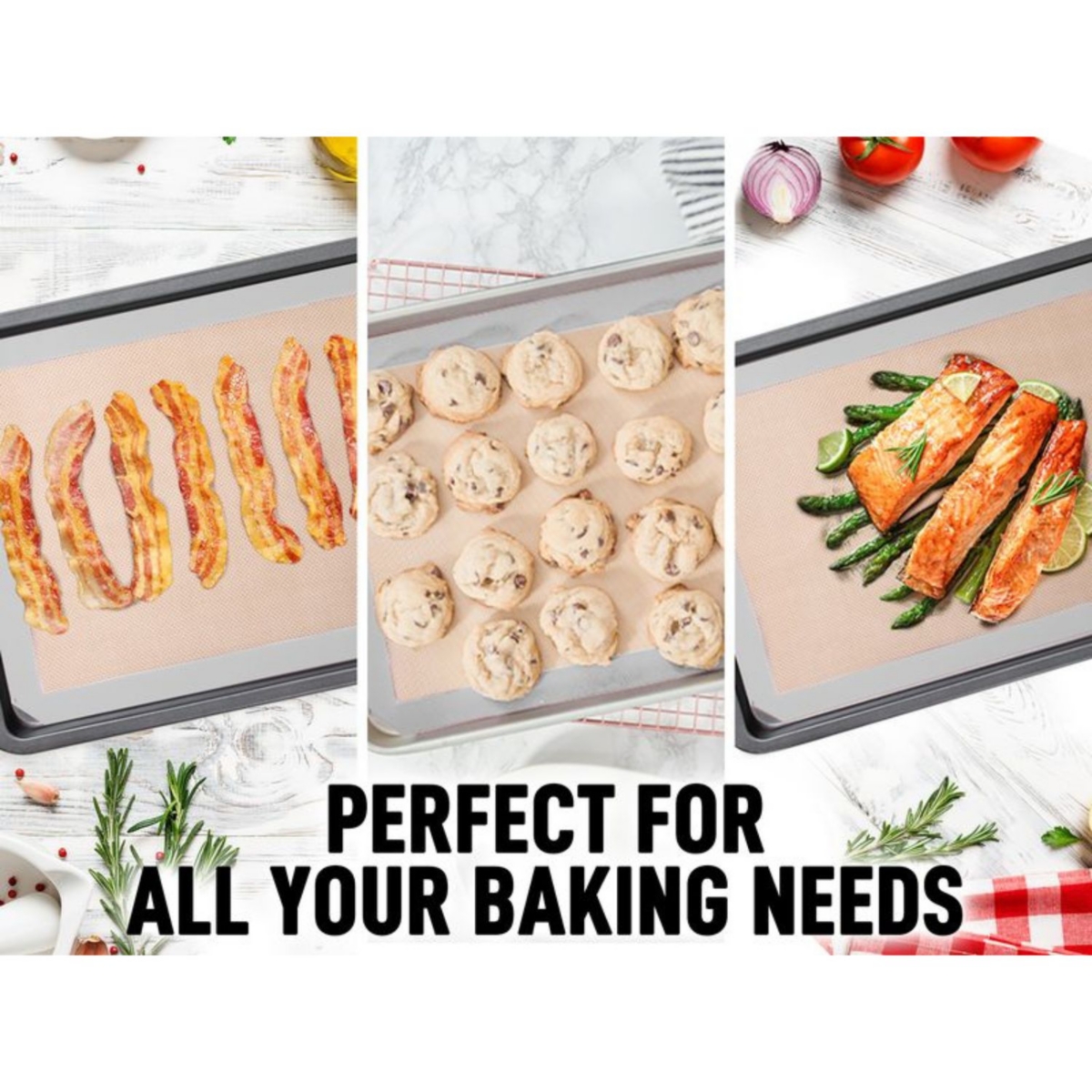 Zulay Kitchen (2 Pack) Silicone Baking Mat Sheet Set - Reusable Baking Mat Nonstick