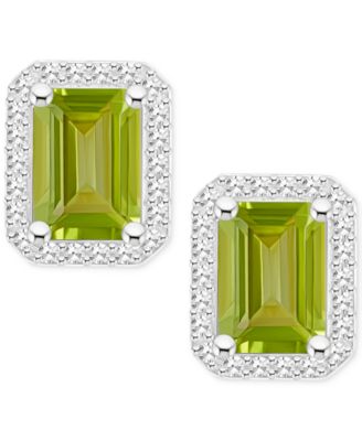 Amethyst (2 ct. t.w.) & Diamond (1/5 ct. t.w.) Halo Stud Earrings in Sterling Silver (Also in Citrine, Garnet, Peridot, & Blue Topaz)