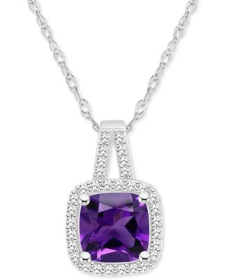 Sterling Silver Diamond And Garnet or Peridot Cushion Square Pendant Sterling Silver Diamond And Garnet or Peridot Cushion Square Pendant