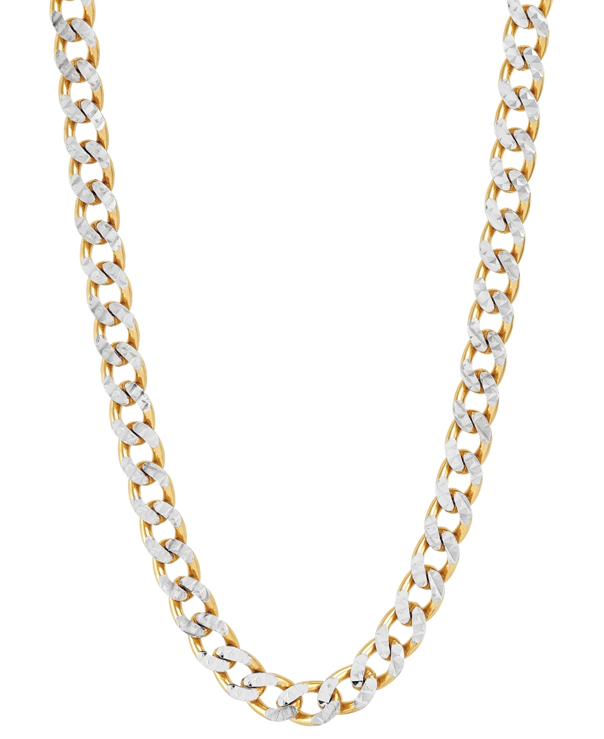 Macy's Two-tone Curb Link 22" Chain Necklace In Sterling Silver & 14k Gold-plate