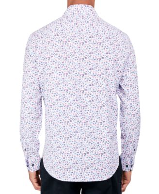 Men's Regular-Fit Non-Iron Performance Stretch Micro Flower-Print Button-Down Shirt