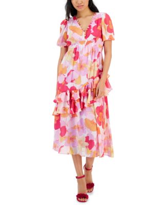 Taylor - Petite Floral-Print A-Line Midi Dress