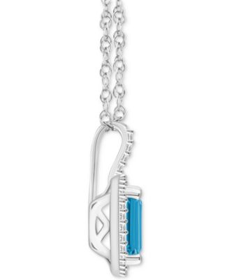 Amethyst (1-5/8 ct. t.w.) & Diamond (1/6 ct. t.w.) Halo 18" Pendant Necklace in Sterling Silver (Also in Citrine, Garnet, Peridot, & Blue Topaz)