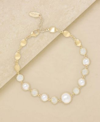 18K Gold Imitation Pearl Globe Trotter Women's Anklet