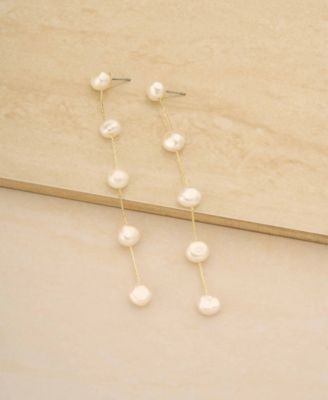 Imitation Pearls Earrings Dripping in 18K Gold Plating