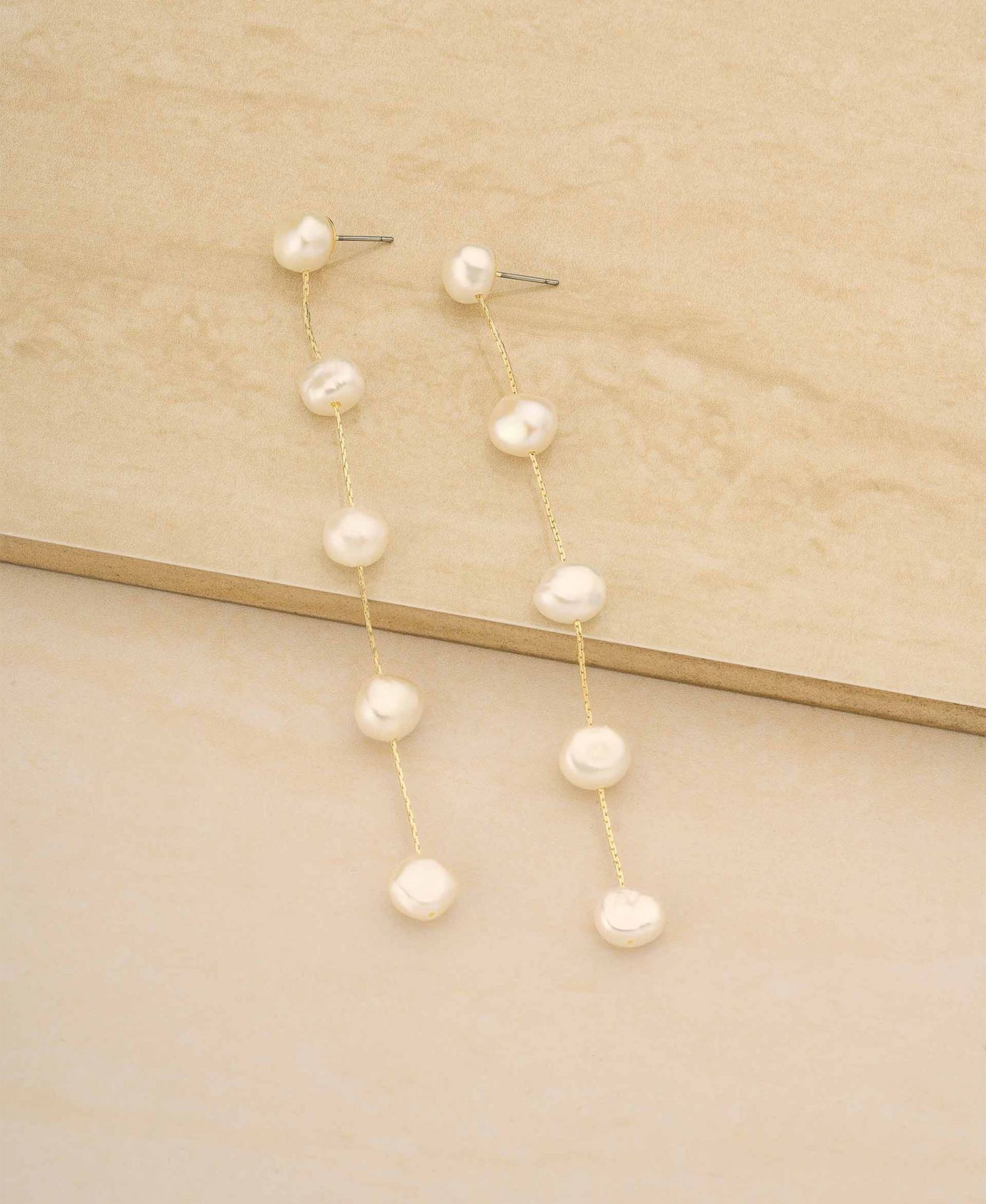 Imitation Pearls Earrings Dripping in 18K Gold Plating