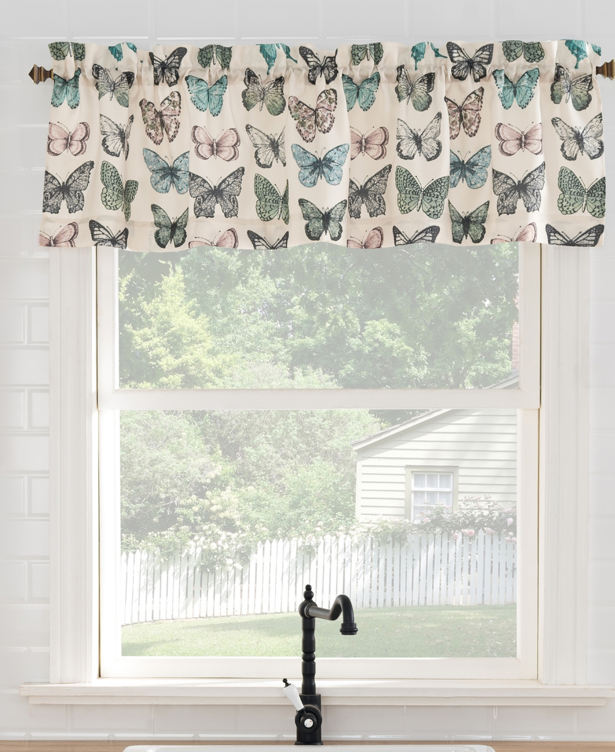 No. 918 Magdalena Crushed Voile Sheer Rod Pocket Kitchen Curtain Valance, 56" X 14" In Blue