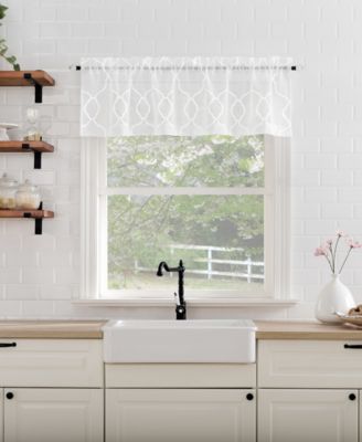 Allerton Embroidered Trellis Light Filtering Rod Pocket Kitchen Curtain Valance and Tiers Set