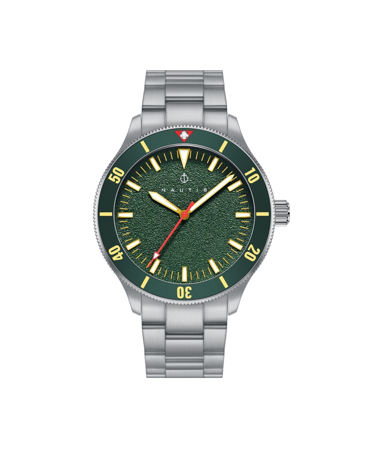 Men Deacon Stainless Steel Watch - Silver/Green, 43mm - Silver/green