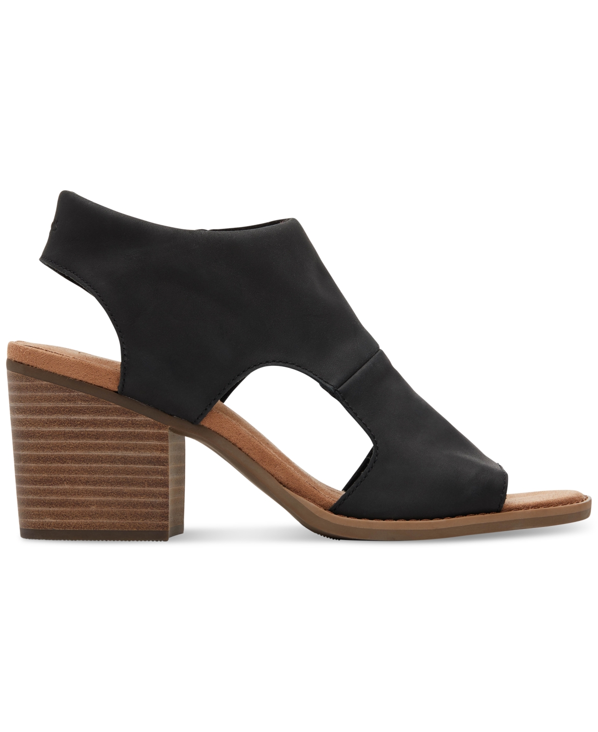 Shop Toms Women's Eliana Peep-toe Cutout Block-heel Sandals In Black Suede