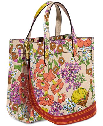 COACH Small Floral Printed Field Leather Tote 22 - Macy's