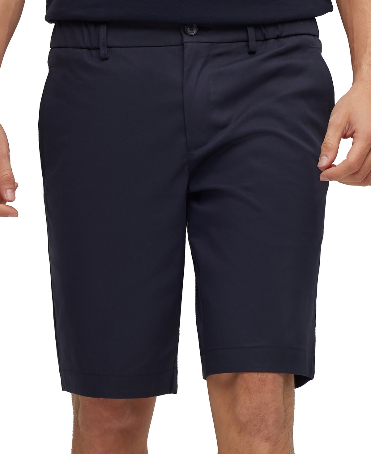 Shop Hugo Boss Boss By  Men's Slim-fit Cotton Blend Shorts In Dark Blue