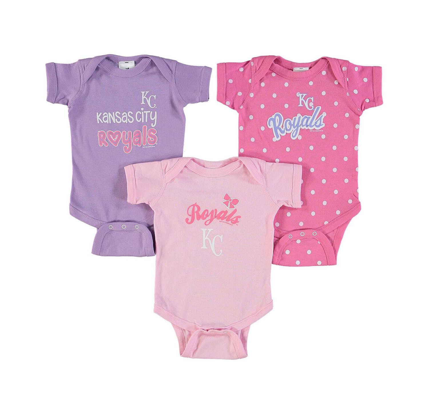 Girls Infant Pink, Purple Kansas City Royals 3-Pack Rookie Bodysuit Set